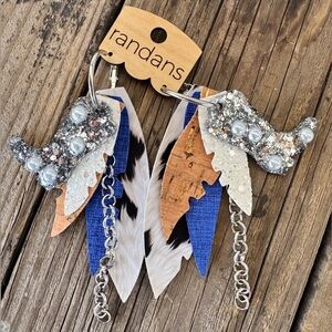 Randans Fringe Hoop Earrings w/ Boot & Pearl Detail – Western Boho